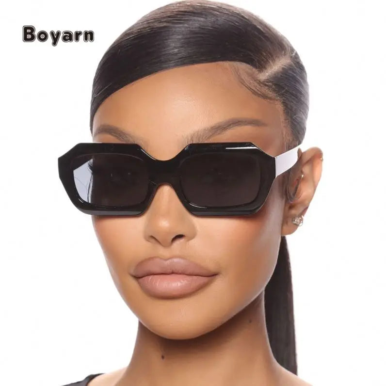 Boyarn Popular OEM Women Retro Shades Plastic Uv400 Men Fashionable Square Print Logo Wholesale-Sunglasses-China