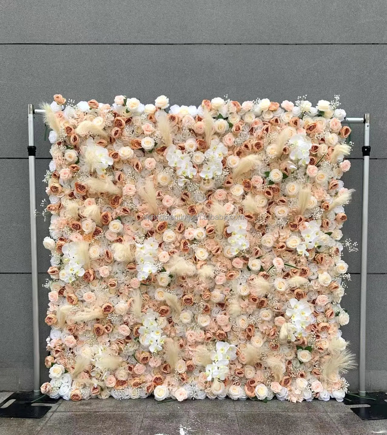 Hot Sell Custom Wedding Flowers Wall Silk Flowers Rose Wedding Backdrop White Artificial Flower Wall