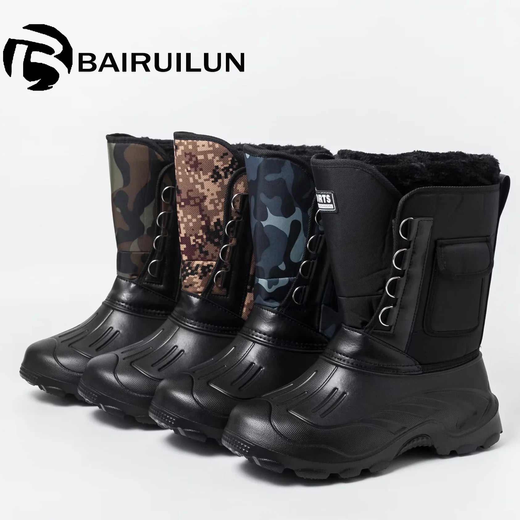Cold-proof Waterproof Non-slip Warm High-tube Winter Fishing Riding Boots Men's Outdoor Camouflage Snow Boots