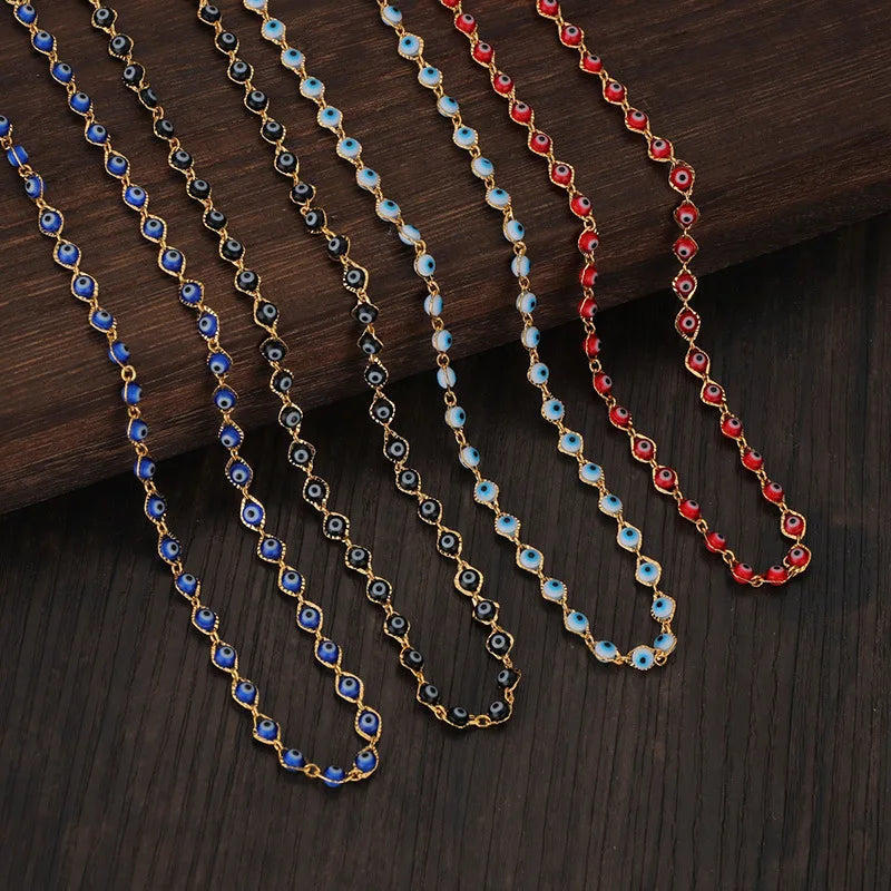 2022 New Trendy Stainless Steel Blue Eye Necklace Handmade Bead Jewelry Gifts for Women