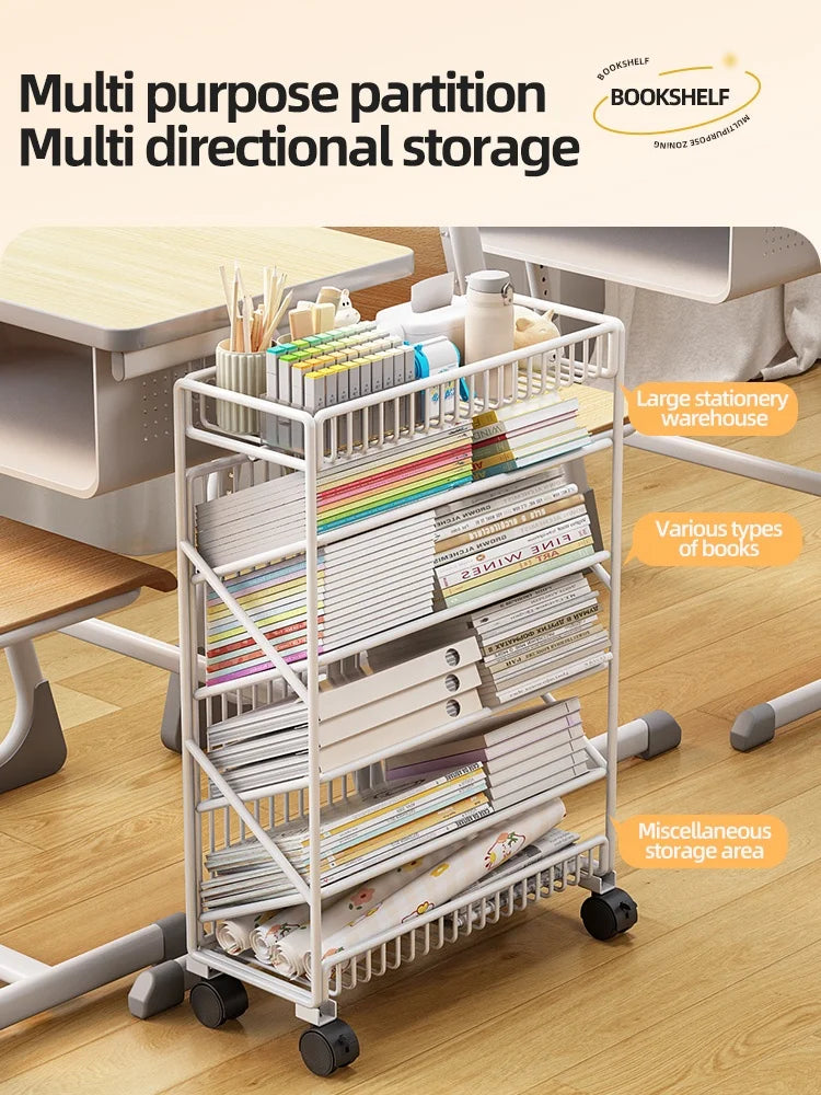 Modern Style Hot Sale Extendable Assembled Iron Bookcase Living Room Furniture Small Floor Cabinet Racks Bedroom School Dining