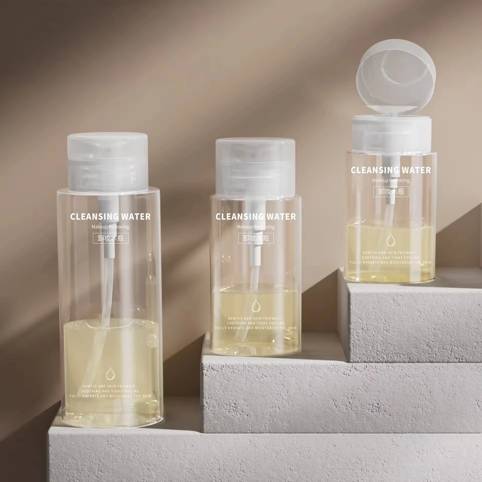 Custom Logo 150ml 200ml 300ml PET Press Pump Bottle Makeup Remover Toner Nail Polish Liquid Cosmetic Packaging