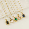 Wholesale Certified Trendy Women's Stainless Steel Layer Link Chain Necklace Gold Plated Lab Created Colorful Crystal