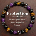 Smoky Quartz Tiger Eye Black Obsidian Amethyst Protection Crystal Natural Stone Bracelet for Men Women
