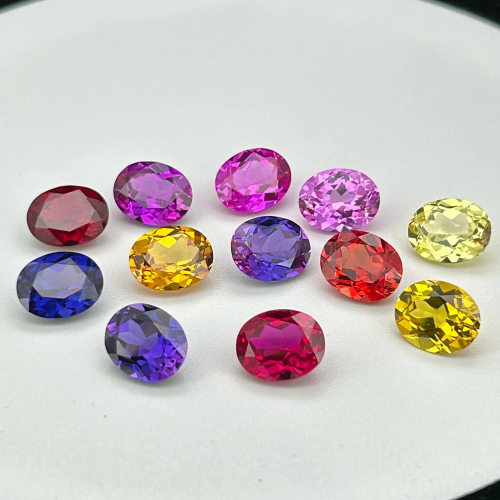 HQ GEMS 3x5-13x18mm Oval Cut 5A Quality Yellow Sapphire 21#  Corundum Synthetic Sapphire Gemstone Price Per Carat