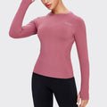 Autumn Winter Print Seamless Long Sleeve Yoga Wear Fitness Running Sports T-Shirt Four-Way Stretch Breathable Eco-Friendly Crew
