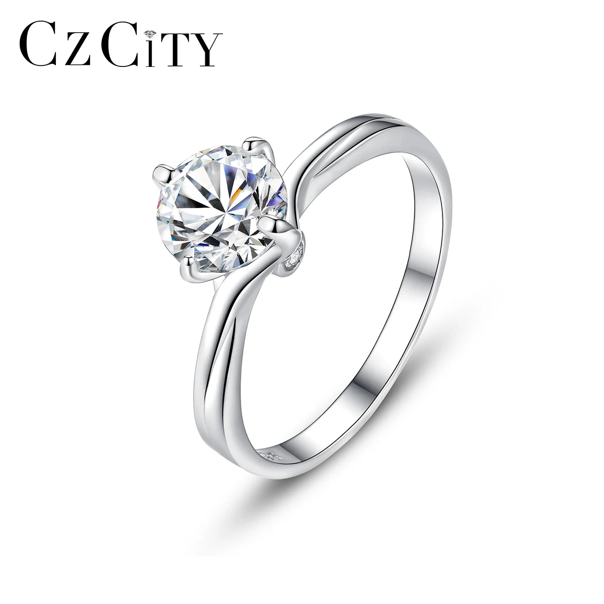 CZCITY Wedding 2026 New Silver Statement Bling Jewellery Fashion Engagement Charm Diamond Ring Woman Moissanite