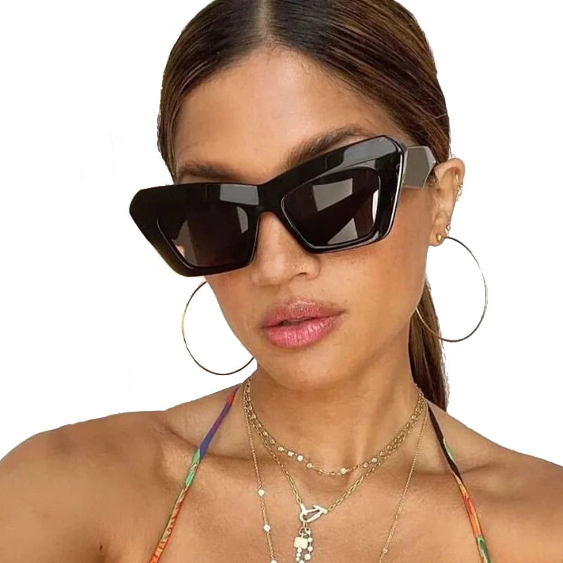 STORY STY77183H Big Sun Glasses Women Vintage Creamy White Eyewear Beige Jelly Frame Square Cat Eye Fashion Sunglasses