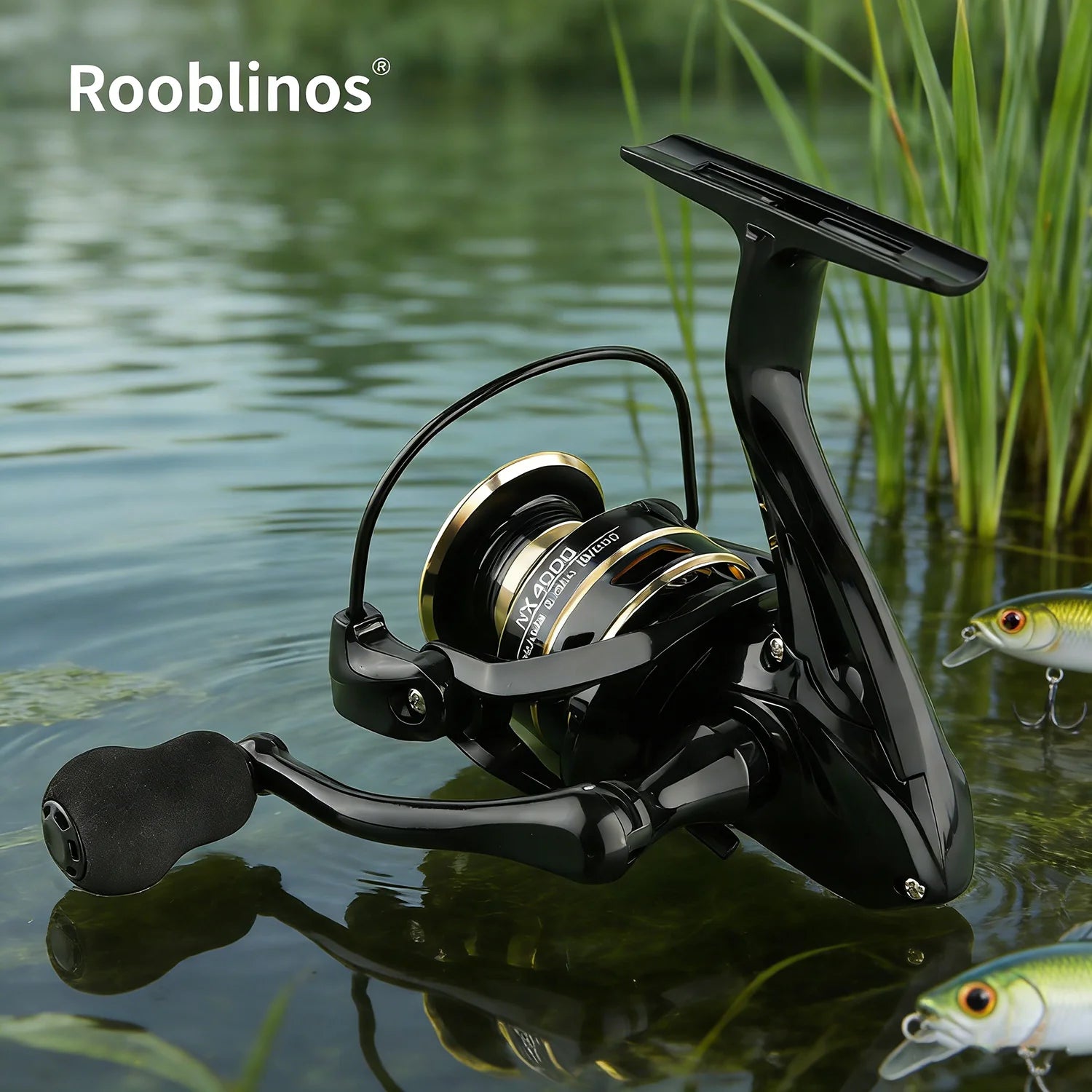 [Germany Stock] Rooblinos NX Spinning Fishing Reel 5.2:1 Gear Ratio Plastic Body Left Hand Interchangeable Handle Anti-Reverse