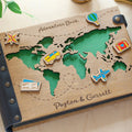 40pages World Map Travel Wooden Photo Album Customized Personalized Baby Growth Hollowed-out Wooden Wedding Scrapbook