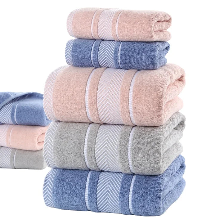 Soft and Absorbent Woven Cotton Terry Towel Set-Large Bath & Shower Towels for Home Use