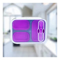 3 Compartments Microwaveable Food Grade Silicone Lunch Box Folding Food Container Meal Prep With pp Lid and Spork