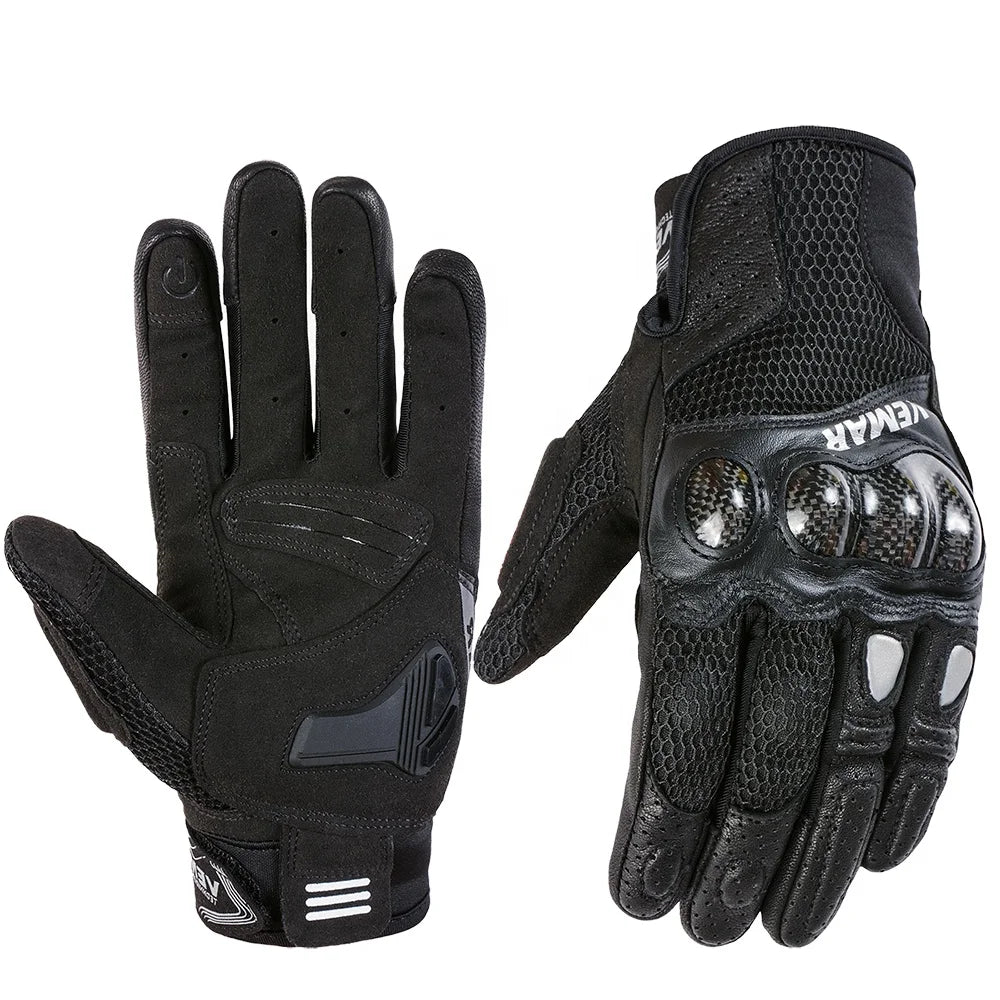 VEMAR Summer Motorcycle Gloves Two-finger Touchscreen Motocross Gloves Anti-fall Breathable Carbon Protective Shell Moto Gloves