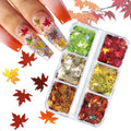 Paso Sico Japanese High Quality 6 Slots Small Box Metallic Leaf Sequins Laser Leaves Fall Design Nail Art Glitter Decoration DIY