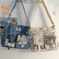 Cute Large Capacity Tote Bag Female Small Badge Portable Travel Shoulder Bag for Girls