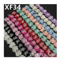 Wholesale 5cm 3D Multi-color Chiffon Flower Lace Trimming Fabric for Clothing Dancing Bridal Dress XF34 22 Flowers Per Yard