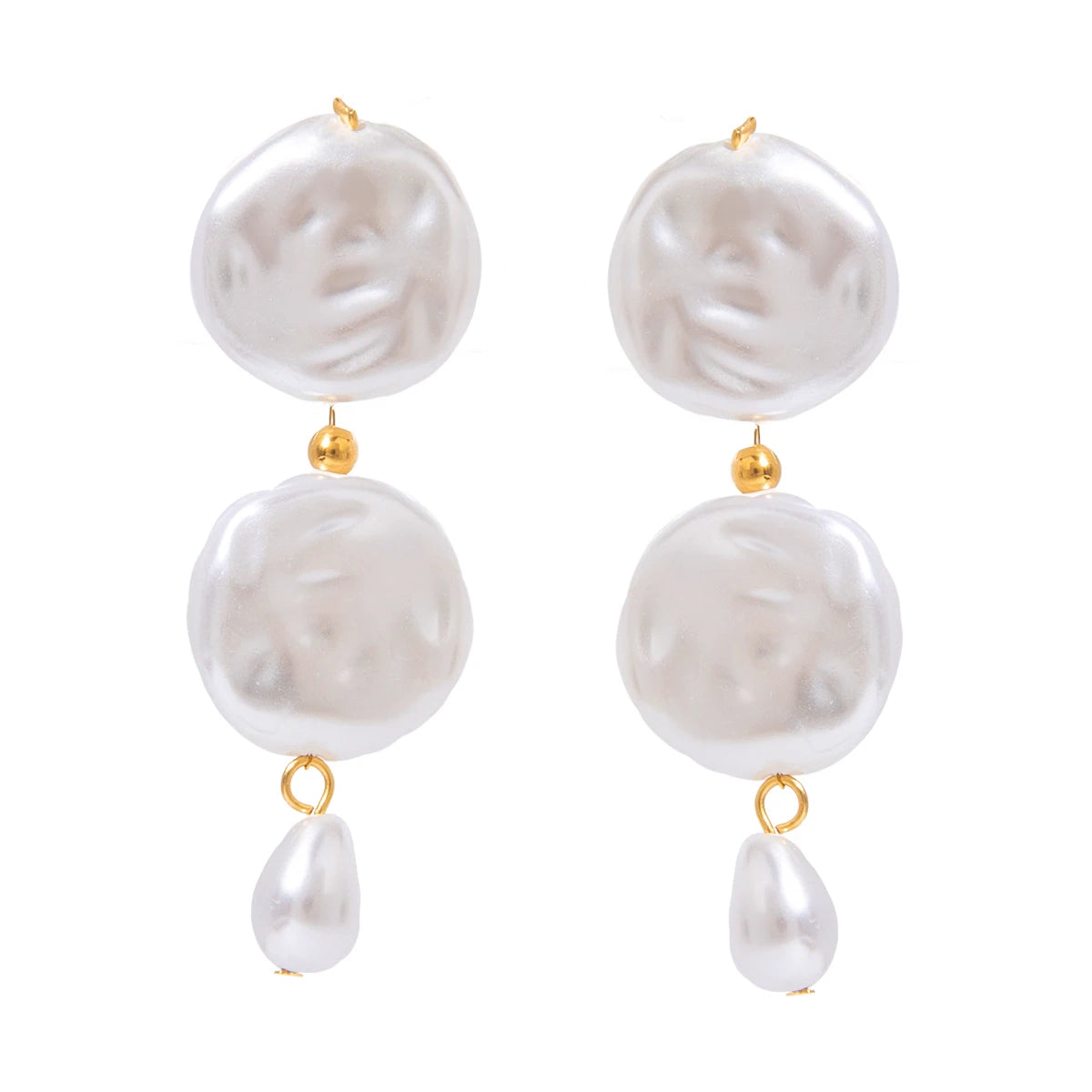 Hypoallergenic Heart Geometric C 18k PVD Gold Plated 316L Stainless Steel Chunky Hollowed Statement Earrings