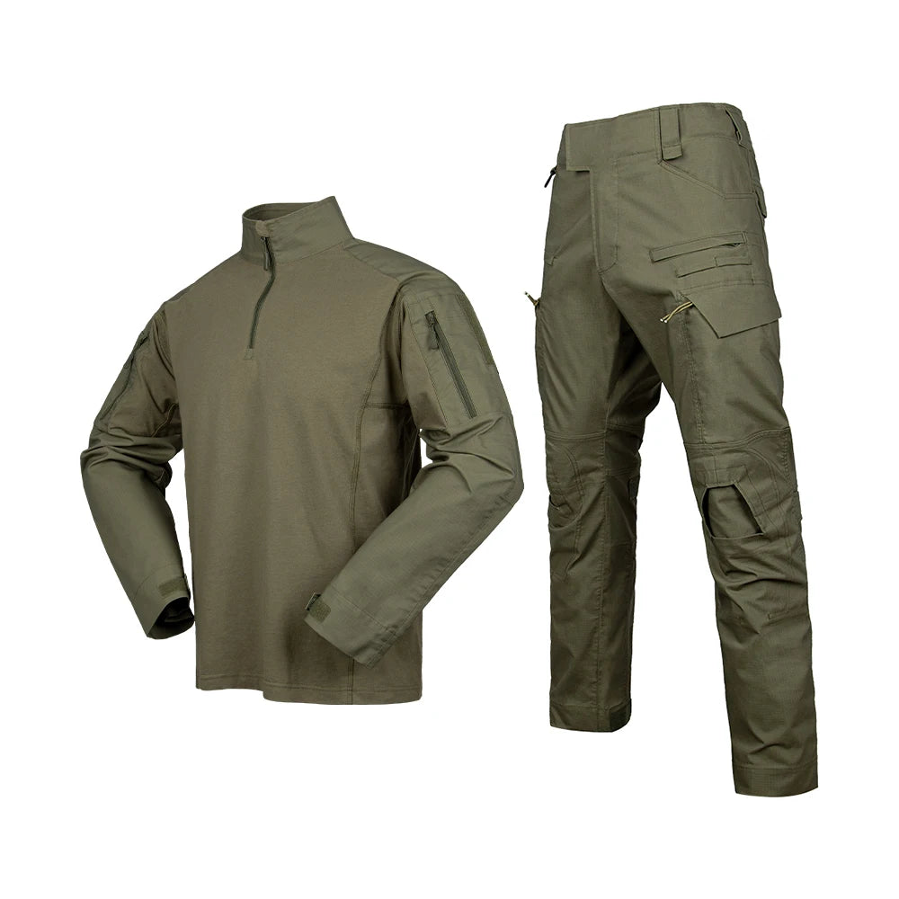 OEM Customizable Top Selling American Tactical Uniform in Breathable Olive Green Camo Woven Fabric