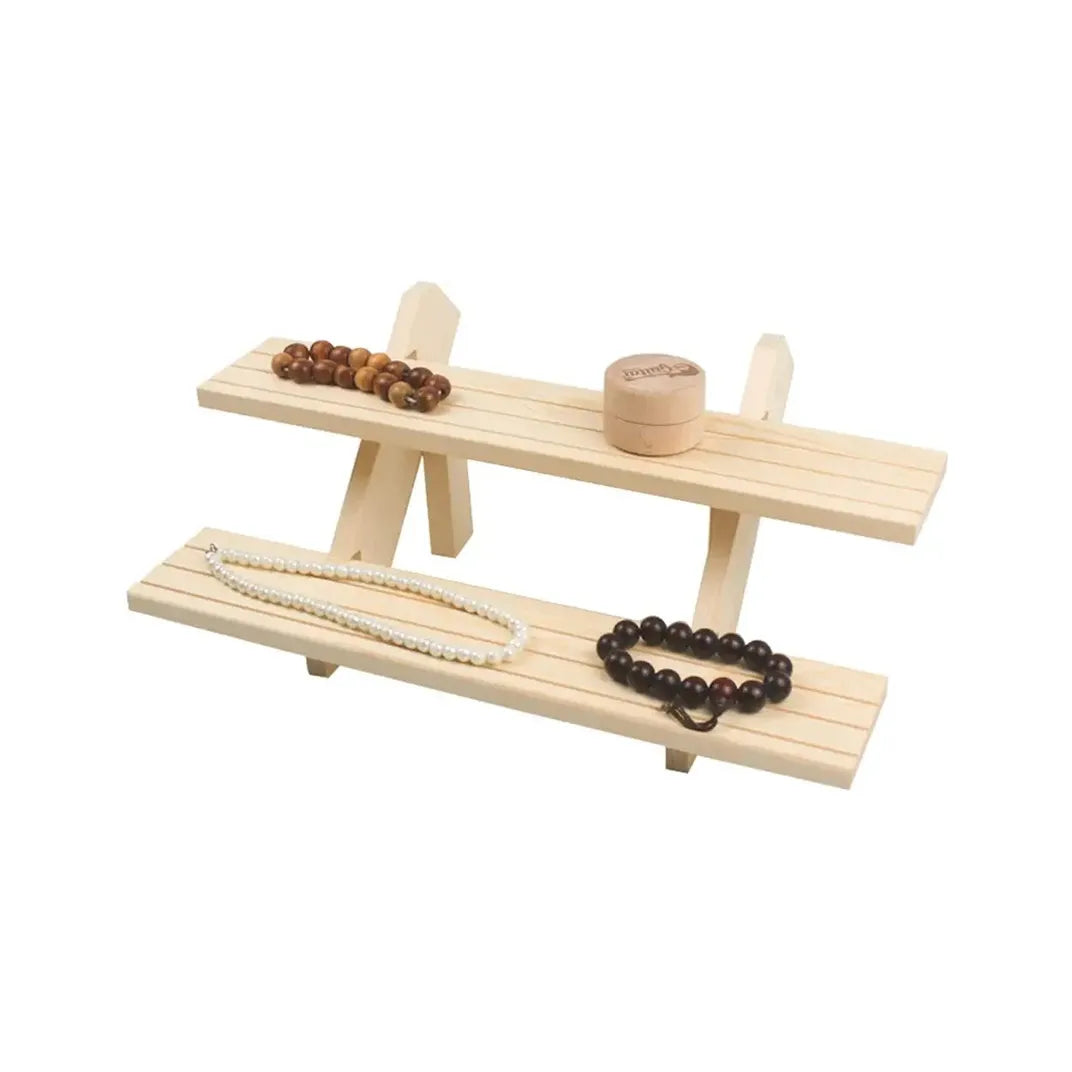 Wooden Retail Display Riser Stand for Jewelry Earrings & Rings Easy Standing Type Installation