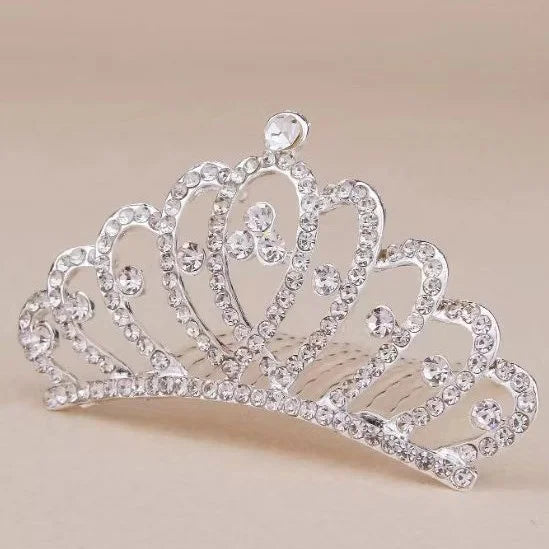 Fashion Silver Crown Hairpin Rhinestone Crystal Wedding Festival Performance Hair Accessories Alloy Comb Hairpin Accessories