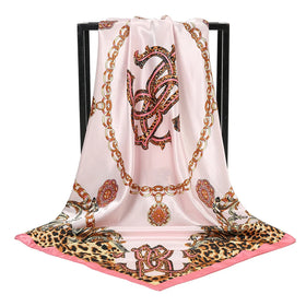 Wholesale Square Scarves Fashion Printing Silk Scarf for Women Custom Luxury Head Wraps 90*90cm Ladies Satin Vintage Scarfs