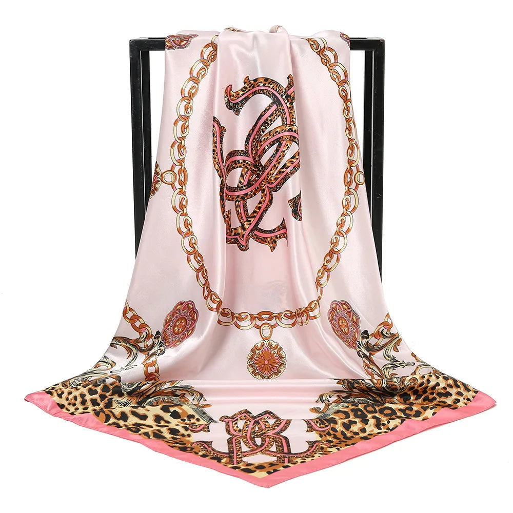 Wholesale Square Scarves Fashion Printing Silk Scarf for Women Custom Luxury Head Wraps 90*90cm Ladies Satin Vintage Scarfs