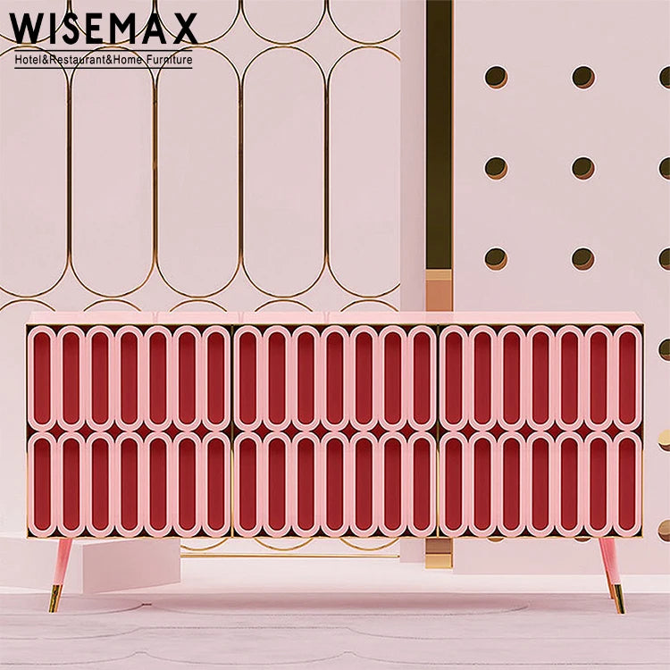 WISEMAX FURNITURE Nordic Luxury Wooden Table for Living Room Hotel Cute pink Solid Wood Console Table