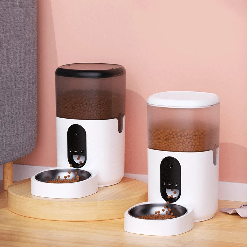 4L Automatic Cat Feeder Dispenser Smart Wifi Video App Remote Control Microchip Smart Timing Camera Pet Dog Cat Automatic Feeder