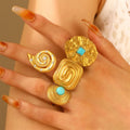 Exaggerated Stainless Steel Stackable Big Snail Rings for Women Trendy Ladies Waterproof Large Finger Rings 2025 Fashion Jewelry
