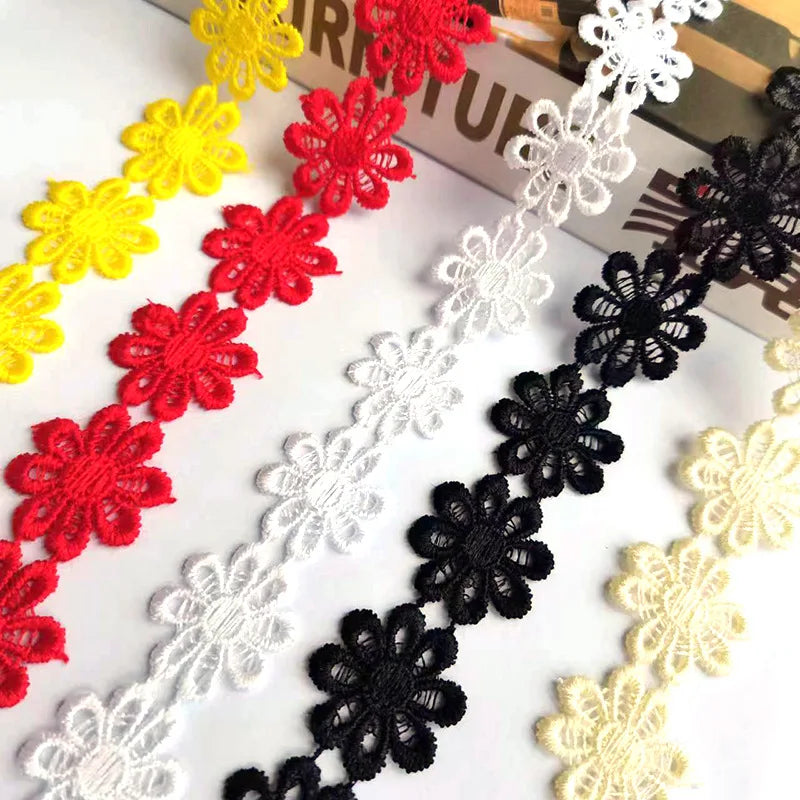 Factory Popular Multicolor Embroidery Flower Lace Trim 2.5cm Polyester Clothing Accessories Lace Daisy Flower Lace Trims DB206