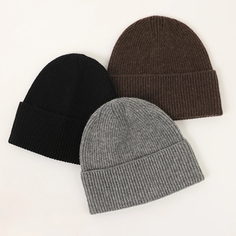 50% Yak Wool 50% Wool Winter Hats Custom logo Plain Color Women Luxury Fashion Cute Warm Knit Cuffed Beanie Hat