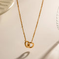 Wholesale Minimalist 18k Gold Plated Stainless Steel Waterproof Hollow Double Circle Pendant Necklace for Women