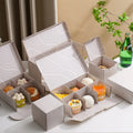 XJH 1/3/4/6 Cavities Bakery Dessert Box Dividers Paper Packaging for Cakes Donuts for Dessert Loaf Embossed XJH 1/3/4/6 Cavities