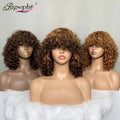 Wholesale Cheaper Ladies Hair Wig Luxury Curly Vietnam Hair Wigs Bob Human Hair Wigs Color Machine Made Short Bob Wig