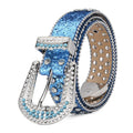 Western Ladies New Designer Dark Black Bling Bling Rhinestone Belt Pin Buckle 105cm 3.8cm Four Seasons
