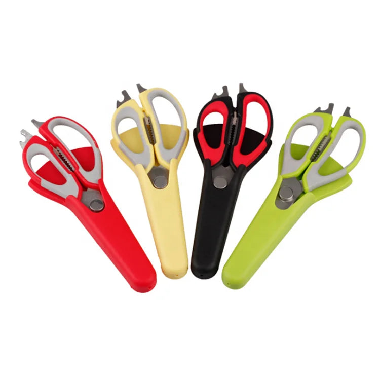 Heavy Duty Multi-Purpose Stainless Steel Kitchen Shears with Plastic Handle and Magnetic Holder for Cutting