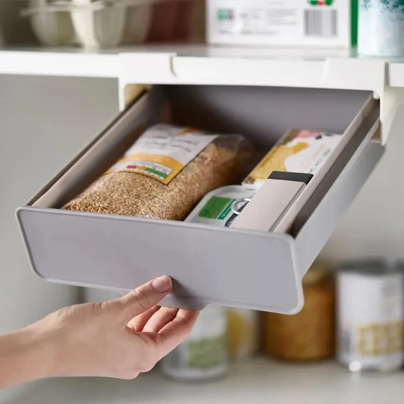 New Design Plastic Under Desk Drawer Organizer Storage Box Kitchen Sundries Cabinet Storage Box