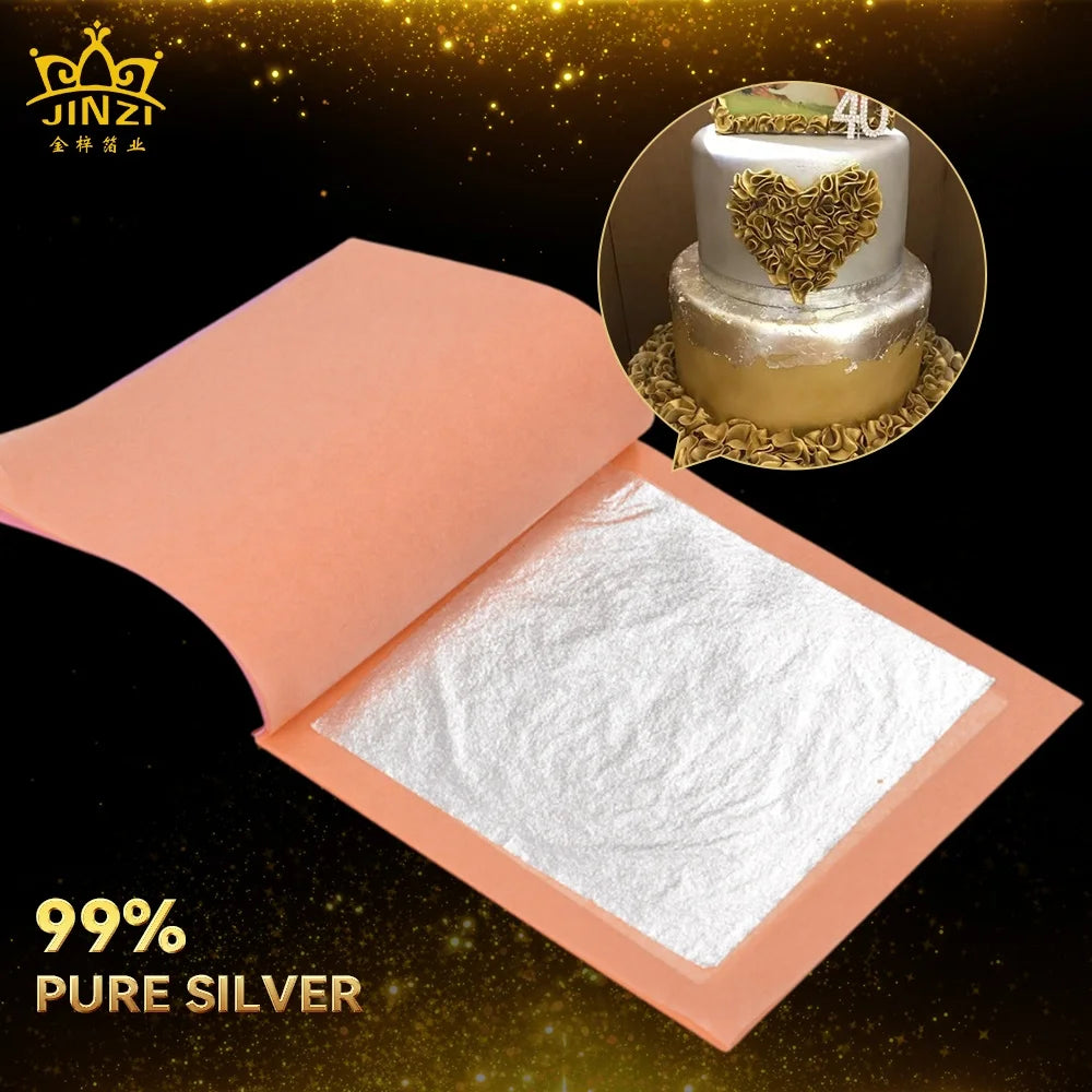 Hot Sale Pure Silver Leaf Paper Food Decoration Cake Baking Food Drink Coffee Gold Foil Sheets Silver Paper