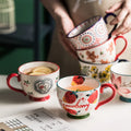 450ML Hand Painted Ceramic Coffee Mug Big Capacity Breakfast Milk Tea Oatmeal Water Cup With Handle Home Restaurant Drink-ware
