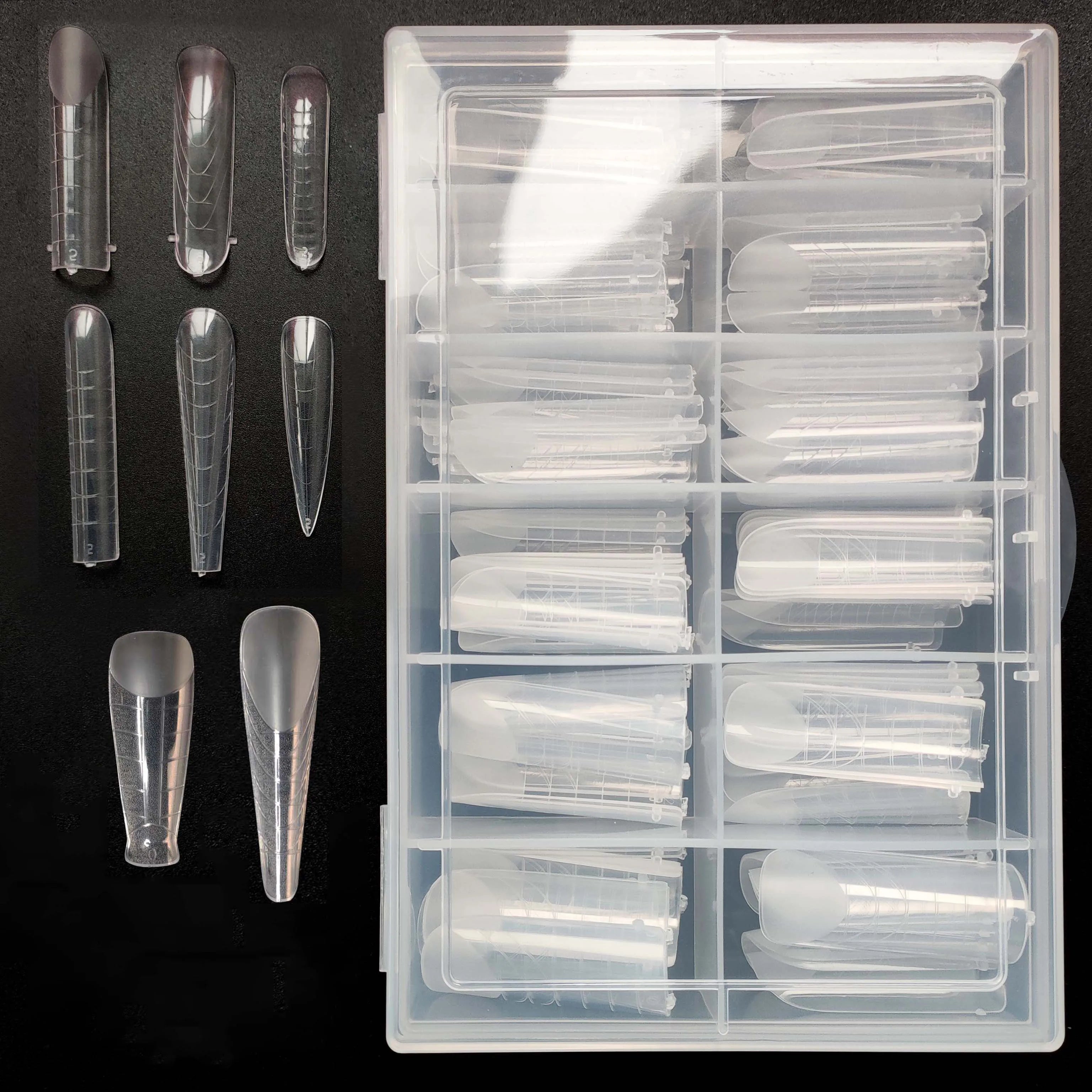 120pcs Private Label Acrylic Nail Quick Building Extension Tool Half Matte Transparent Dual Form Nail Tips Mold  Full Cover