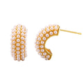 Ladies 18k Copper C-shaped Pearl Earrings for Women