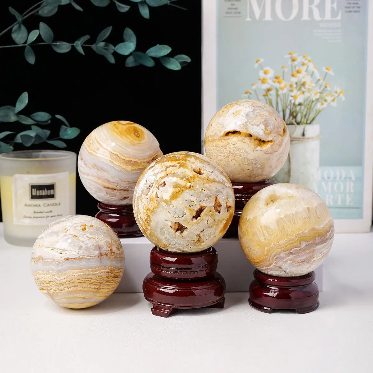 Wholesale Natural Indonesian Agate Crystal Ball Raw Stone Polishing Energy Stone Seven Star Array Ball Table Decoration