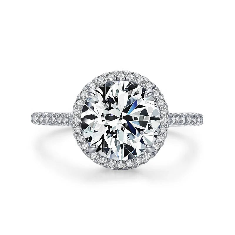 Wholesale JZ1478 Luxury 5A CZ Eternity Diamond Engagement Ring Rhodium Plated Sterling Silver 925 Wedding Jewelry for Women