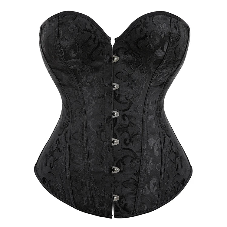 Women's 12-Rods Overbust Renaissance Corset Breathable Lace-up Bustier Tops Spandex Costume Underwear with Firm Control Level