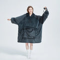 Custom Design Printed Wearable Oversized Winter Warm Heated Solid Color Hoodie Blanket Sweatshirt
