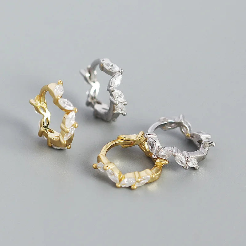 Fashion Bling Bling 925 Sterling Silver Horse Eye Zircon Flower Pattern Lady Earrings for Women Girls