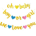 OH BABY Gender Reveal Banner GOLD Glitter  Baby Shower Boy Girl Kids Welcome Baby Birthday Banner  Party Supplies Decorations