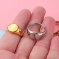 Female Women Engraved Support Antique Stainless Steel Blank Gold Signet Finger Ring Jewelry