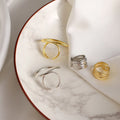 Fashionable Gold Plated Alloy Ring Cute Exaggerated Geometric Finger Twist for Women and Girls Hips Hops H Jewelry