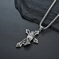 Erkek Kolye Moge Faith Jewelry Vintage Fashion Praying Hands Pendant Stainless Steel Cross Bless Necklace Men